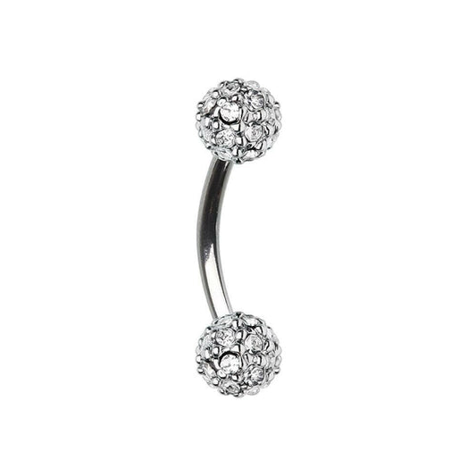 Pave Diamond Full Dome Cluster Curved Barbell Eyebrow Ring Curved Barbell Impulse Piercings 5/16" (8mm)