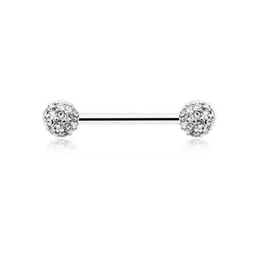 Pave Diamond Full Dome Cluster Nipple Barbell Ring Nipple Ring Impulse Piercings