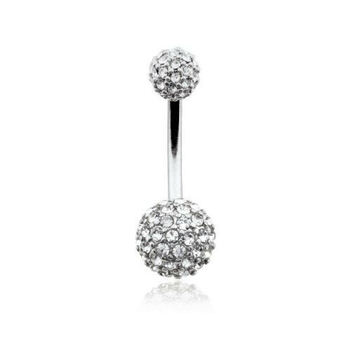 Pave Half Dome Diamond Cluster Belly Button Ring Navel Ring Impulse Piercings Clear