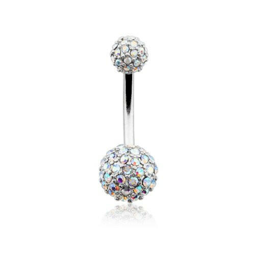 Pave Half Dome Diamond Cluster Belly Button Ring Navel Ring Impulse Piercings Aurora Borealis