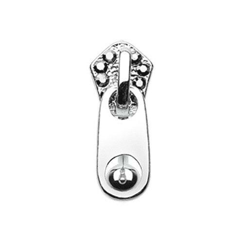 Paved Gem Zipper Reverse Belly Button Ring Navel Ring Impulse Piercings 14 gauge (1.6mm) Hematite