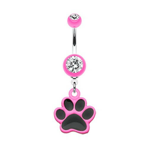 Paw Print Belly Button Ring Navel Ring Impulse Piercings Pink