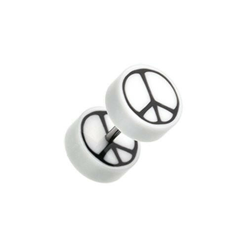 Peace Retro UV Acrylic Fake Plug Fake Plug Impulse Piercings 16 gauge (1.2mm) White