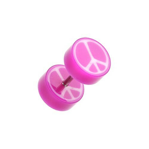 Peace Retro UV Acrylic Fake Plug Fake Plug Impulse Piercings 16 gauge (1.2mm) Purple