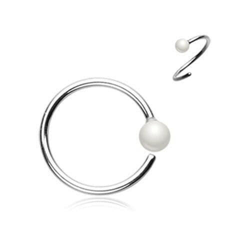 Pearl Bead Bendable Steel Nose Hoop Nose Ring Impulse Piercings 20 GA (0.8mm) 5/16" (8mm)