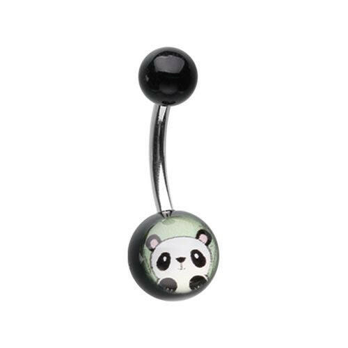 Peeking Panda Acrylic Logo Belly Button Ring Navel Ring Impulse Piercings