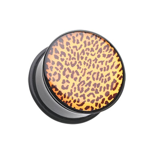 Persian Leopard Print Single Flared Ear Gauge Plug Plugs Impulse Piercings 6 GA (4mm)