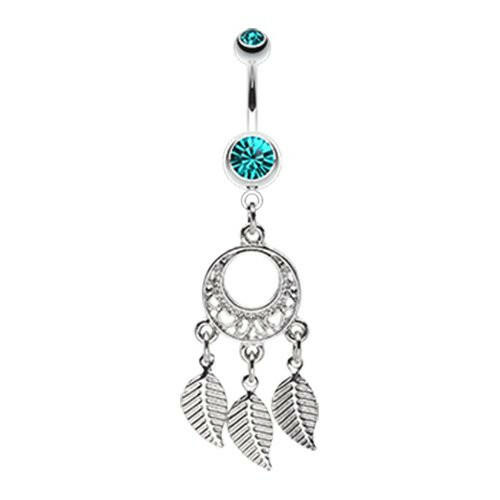 Petit Heart Hoop Dream Catcher Belly Button Ring Navel Ring Impulse Piercings Teal