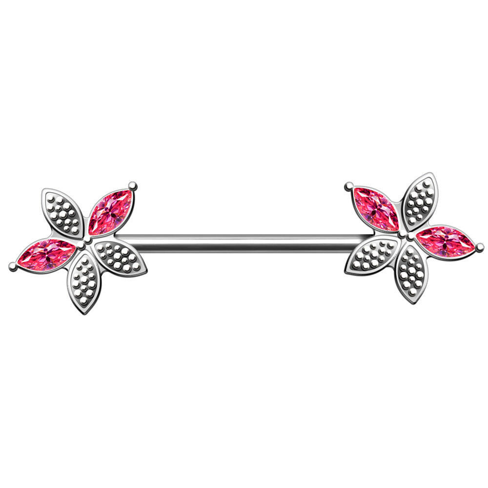 Pink Flower Nipple Bar Nipple Ring Impulse Piercings