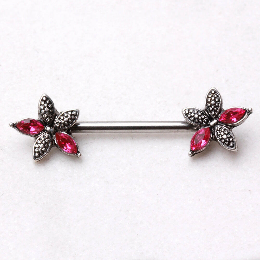 Pink Flower Nipple Bar Nipple Ring Impulse Piercings