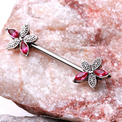 Pink Flower Nipple Bar Nipple Ring Impulse Piercings