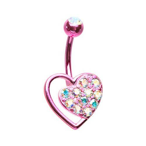 Pink Piece of my Heart Belly Button Ring Navel Ring Impulse Piercings