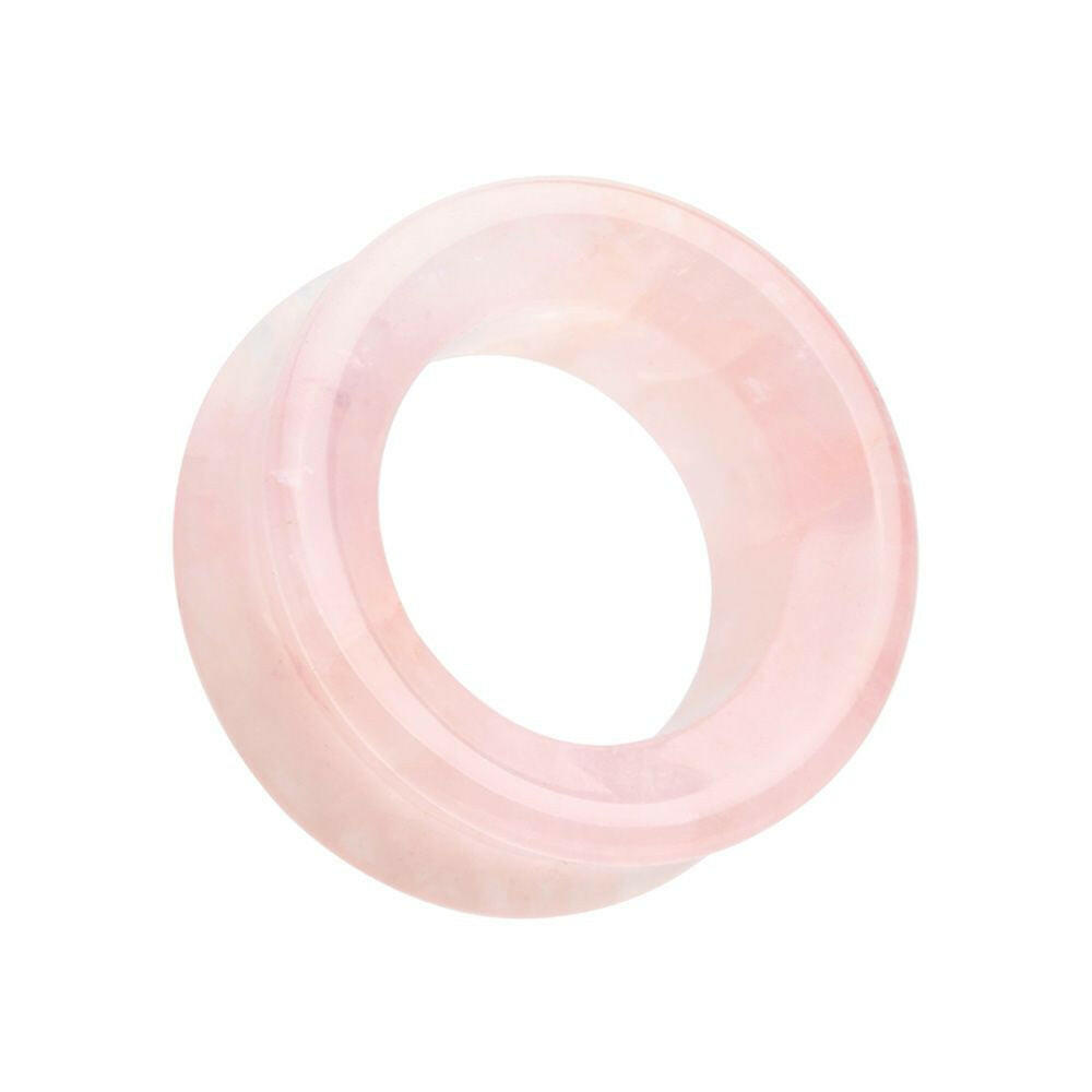 Pink Rose Quartz Stone Double Flared Eyelet Tunnel Ear Gauge Plug Plugs Impulse Piercings 2 GA (6.5mm)