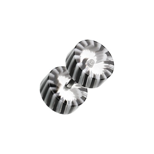 Pinwheel Stripe UV Acrylic Fake Plug Fake Plug Impulse Piercings 16 gauge (1.2mm) Black/White