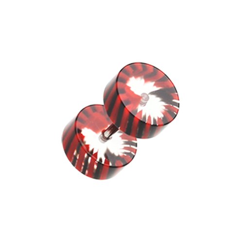 Pinwheel Stripe UV Acrylic Fake Plug Fake Plug Impulse Piercings 16 gauge (1.2mm) Red/Black