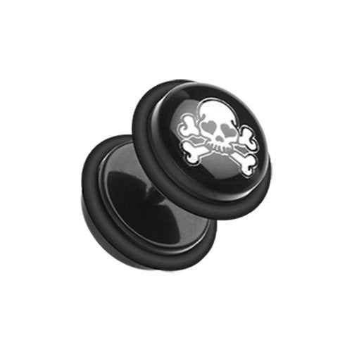 Pirate Skull Acrylic Fake Plug Earrings with O-Rings Fake Plug Earrings Impulse Piercings 16 GA (1.2mm)