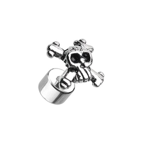 Pirate Skull Steel Fake Plug Fake Plug Impulse Piercings 16 gauge (1.2mm)