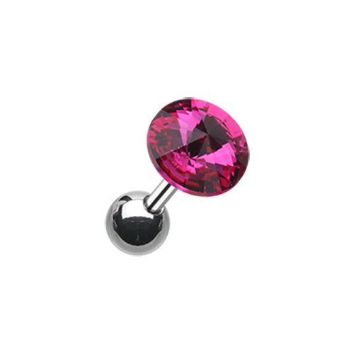 Pointy Faceted Crystal Cartilage Tragus Earring Cartilage Earring Impulse Piercings 3/16" (5mm) Fuchsia