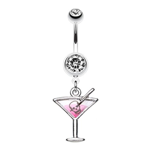 Poison Skull Martini Glass Belly Button Ring Navel Ring Impulse Piercings