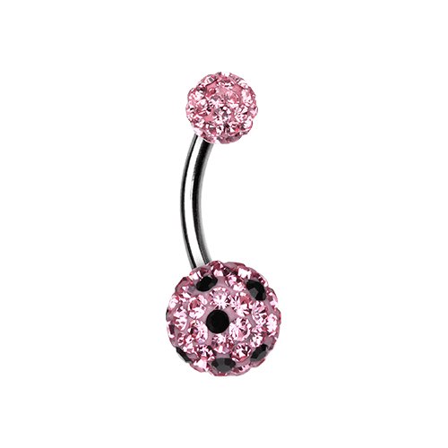 Polka Dot Multi-Sprinkle Dot Belly Button Ring Navel Ring Impulse Piercings Light Pink/Black