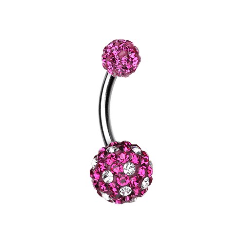 Polka Dot Multi-Sprinkle Dot Belly Button Ring Navel Ring Impulse Piercings Fuchsia/Clear