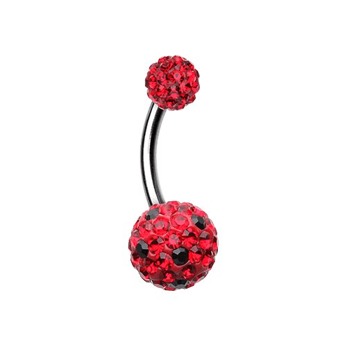 Polka Dot Multi-Sprinkle Dot Belly Button Ring Navel Ring Impulse Piercings Red/Black