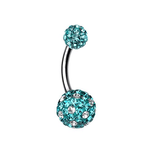 Polka Dot Multi-Sprinkle Dot Belly Button Ring Navel Ring Impulse Piercings Teal/Clear