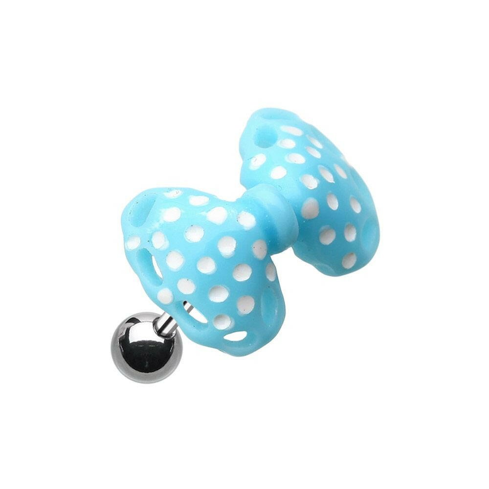 Polka Dots Bow-Tie Cartilage Tragus Earring Cartilage Earring Impulse Piercings Light Blue