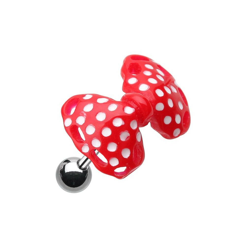 Polka Dots Bow-Tie Cartilage Tragus Earring Cartilage Earring Impulse Piercings Red