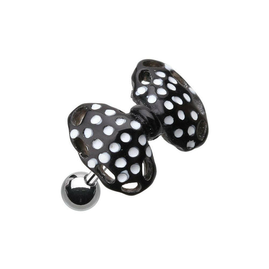 Polka Dots Bow-Tie Cartilage Tragus Earring Cartilage Earring Impulse Piercings Black