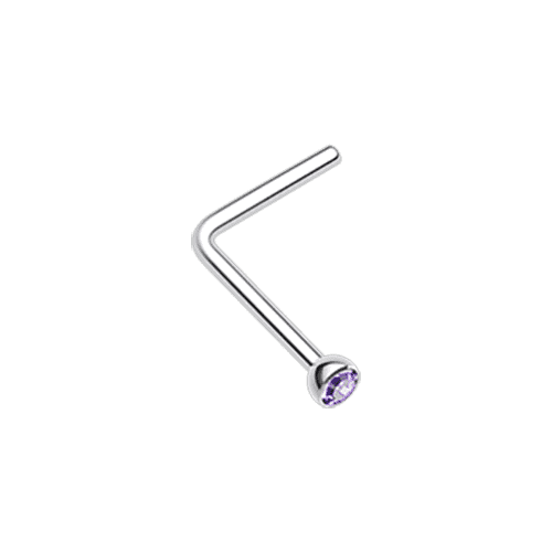 Press Fit Gem Top L-Shaped Nose Ring Nose Ring Impulse Piercings 20 GA (0.8mm) 5/64" (1.8mm) Tanzanite