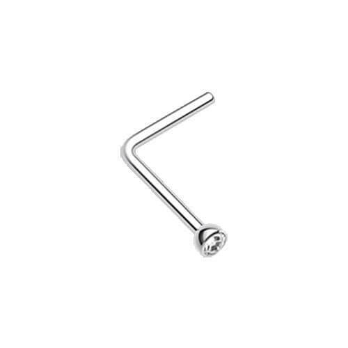 Press Fit Gem Top L-Shaped Nose Ring Nose Ring Impulse Piercings 20 GA (0.8mm) 1/16" (1.5mm) Clear