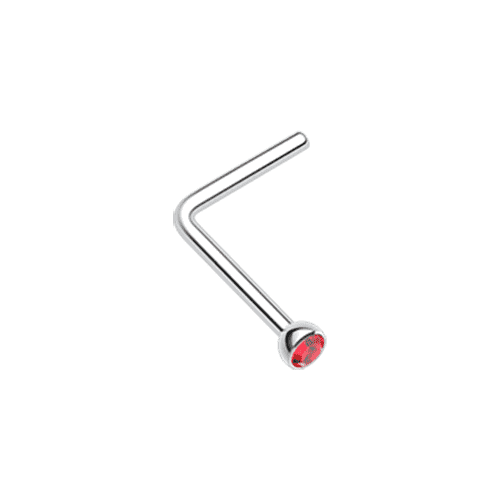 Press Fit Gem Top L-Shaped Nose Ring Nose Ring Impulse Piercings 20 GA (0.8mm) 5/64" (1.8mm) Red