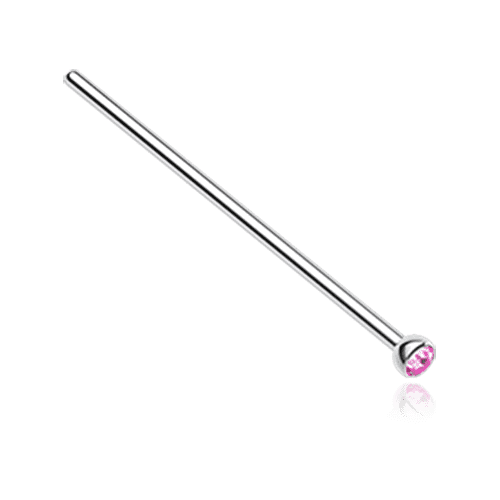 Press Fit Gem Top Steel Fishtail Nose Stud Ring Nose Ring Impulse Piercings 23/32" (18mm) 5/64" (1.8mm) Light Pink