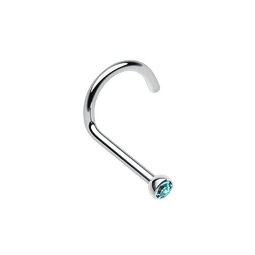 Press Fit Gem Top Steel Nose Screw Ring Nose Ring Impulse Piercings 20 GA (0.8mm) 5/64" (1.8mm) Teal