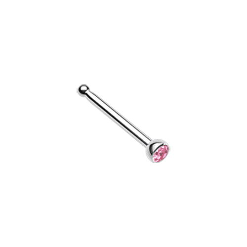 Press Fit Gem Top Steel Nose Stud Ring Nose Ring Impulse Piercings 20 GA (0.8mm) 1/16" (1.5mm) Pink