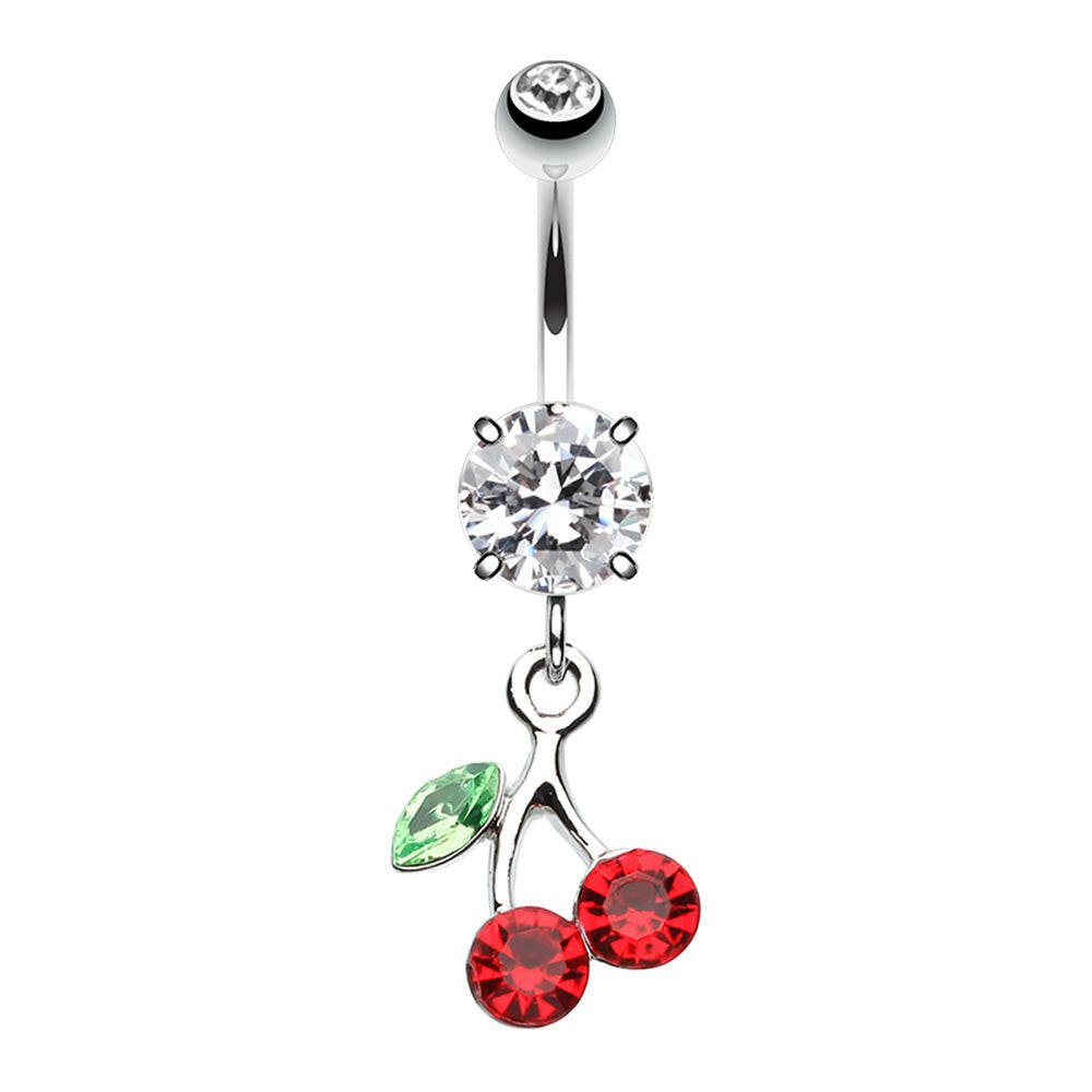 Pretty Please with a Cherry on Top Belly Button Ring Impulse Piercings Silver