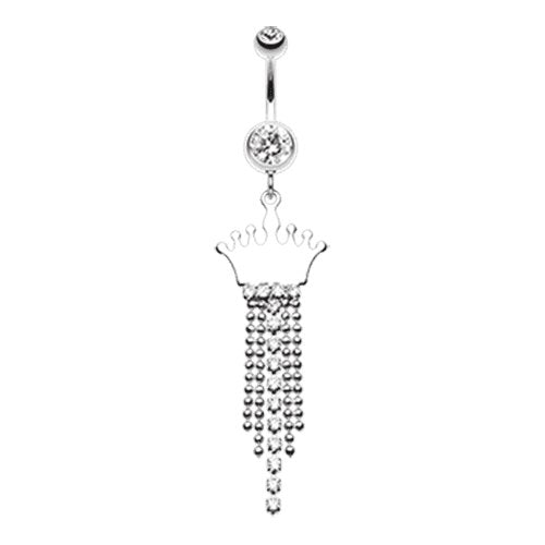 Princess Crown Jeweled Belly Button Ring Navel Ring Impulse Piercings Clear