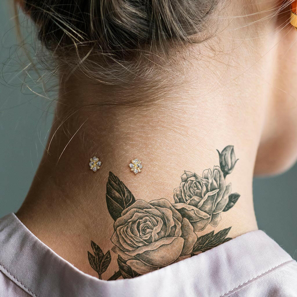Princess Cut CZ Crossed CZ Square Internally Threaded Dermal Top Dermal Top Impulse Piercings