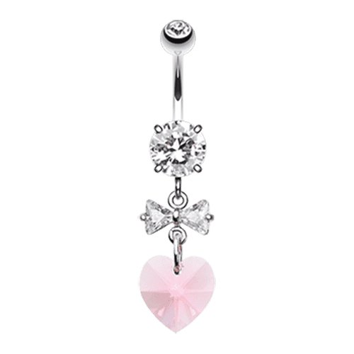 Prism Heart Bow-Tie Cubic Zirconia Belly Button Ring Navel Ring Impulse Piercings