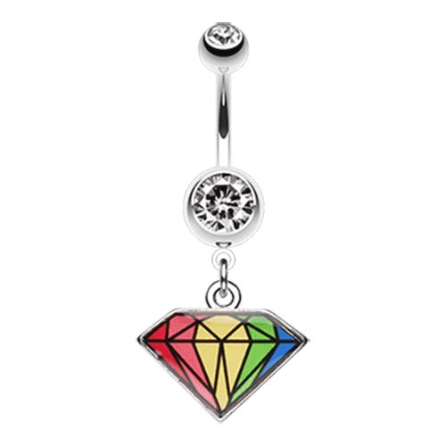 Prism Rainbow Diamond Belly Button Ring Navel Ring Impulse Piercings