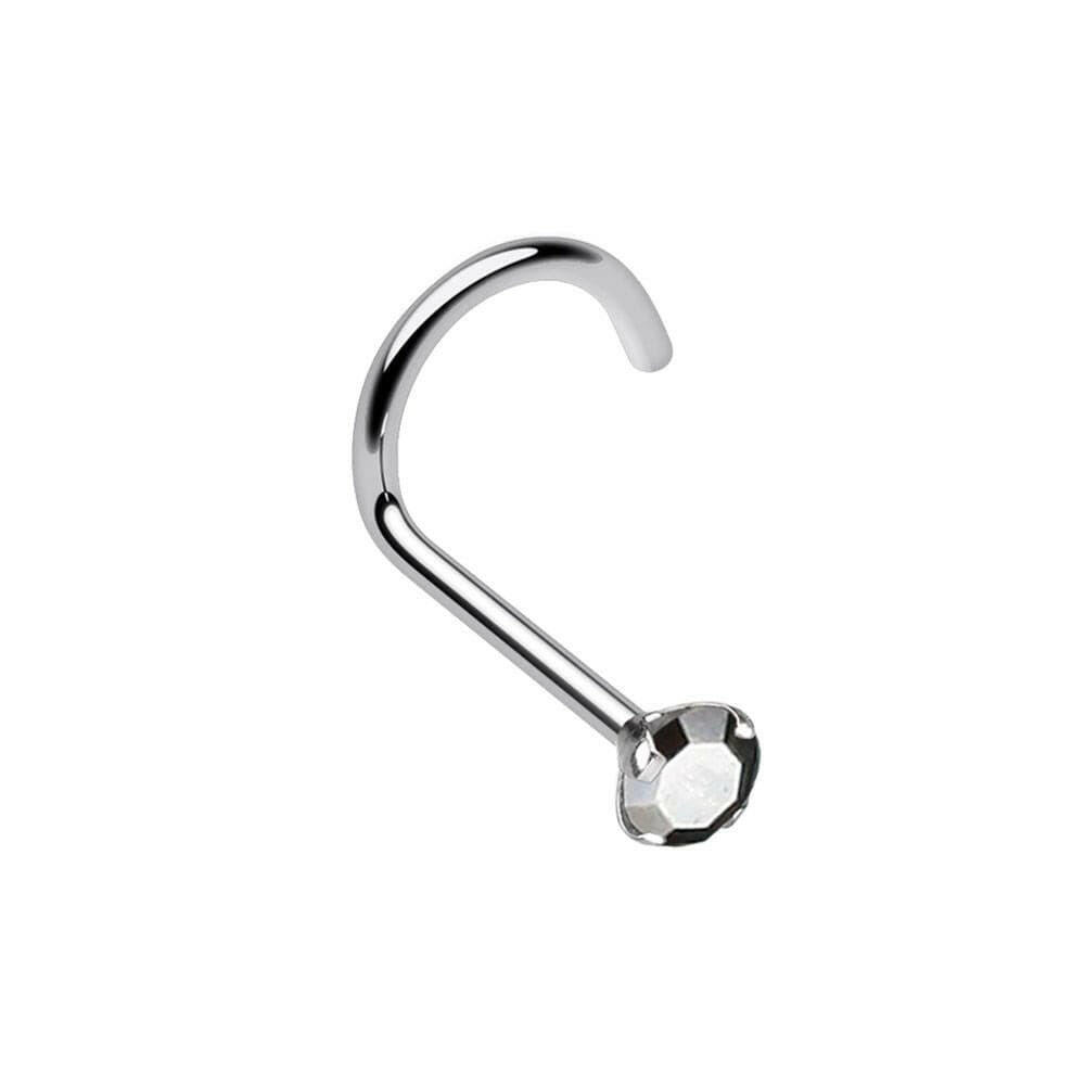 Prong Set Gem Top Steel Nose Screw Ring Nose Ring Impulse Piercings 20 GA (0.8mm) 3/32" (2mm) Hematite