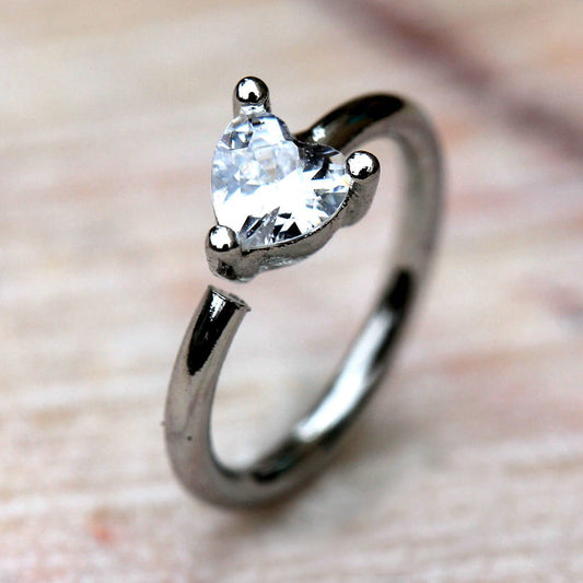 Prong Set Heart CZ Seamless Ring - Skin Metals