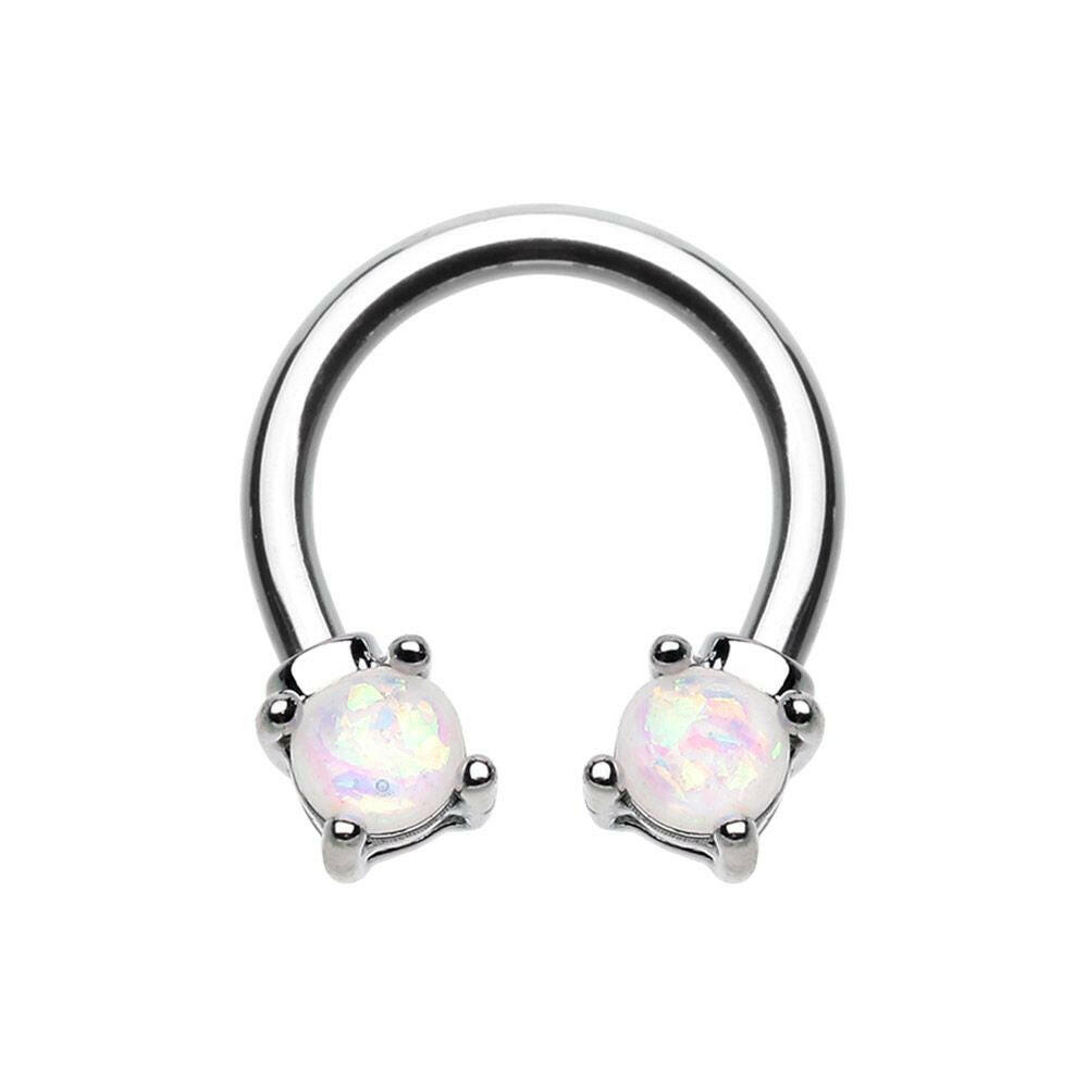 Prong Set Opal Glitter Horseshoe Circular Barbell Circular Barbell Impulse Piercings 16 GA (1.2mm)