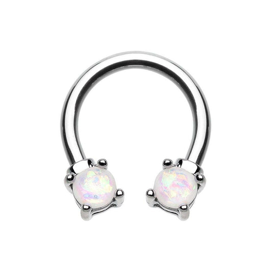 Prong Set Opal Glitter Horseshoe Circular Barbell Circular Barbell Impulse Piercings 16 GA (1.2mm)