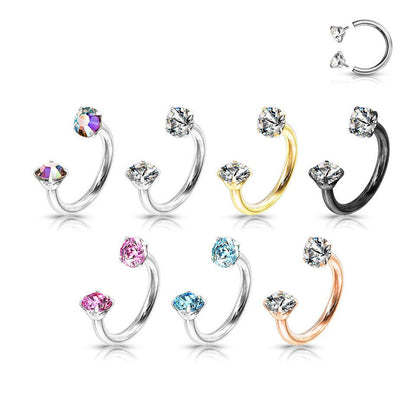 Prong Set Round CZ Internally Threaded 316L Surgical Steel Circular Barbell/Horseshoe Horseshoe Skin Metals