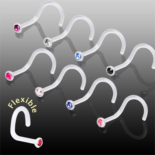 PTFE 18Gauge Nose Screw with Press Fit CZ - Skin Metals