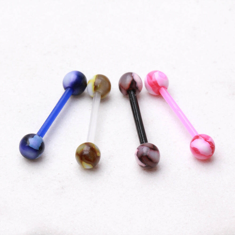 PTFE Barbell with Metallic Two Tone Marble Acrylic Balls Barbell Impulse Piercings