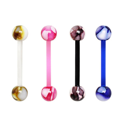 PTFE Barbell with Metallic Two Tone Marble Acrylic Balls Barbell Impulse Piercings Blue