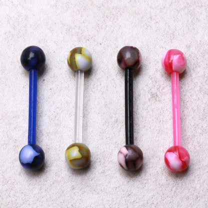 PTFE Barbell with Metallic Two Tone Marble Acrylic Balls Barbell Impulse Piercings